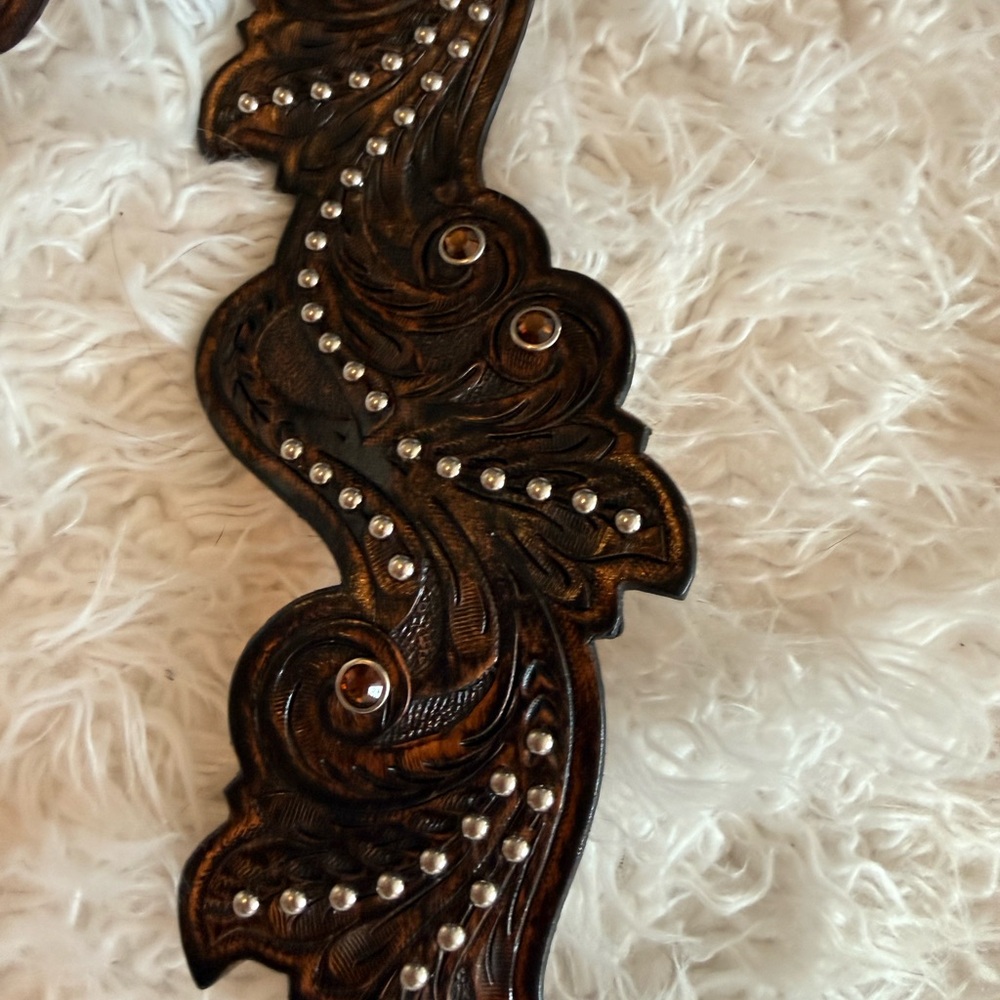 Brown Embellished Leather Belt